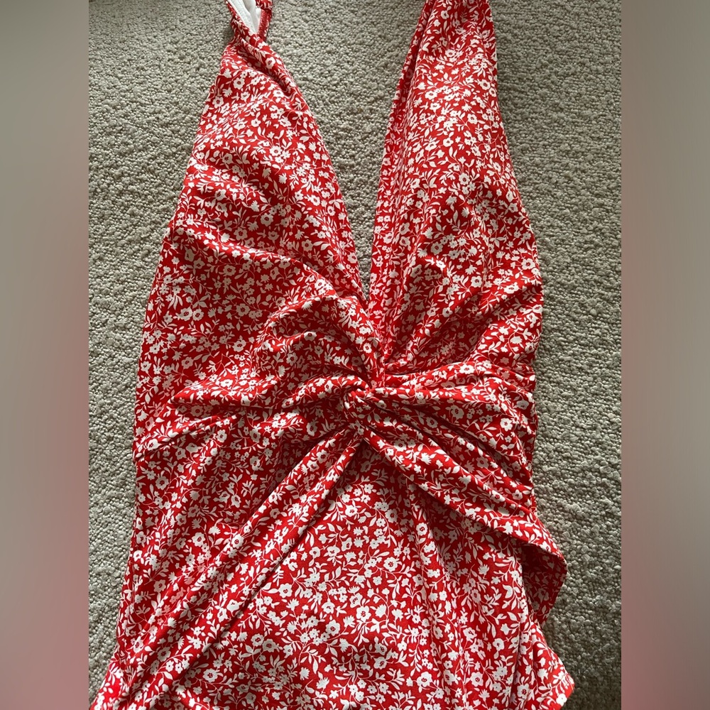 Michael Kors Floral Deep V-Twist Halter One-Piece